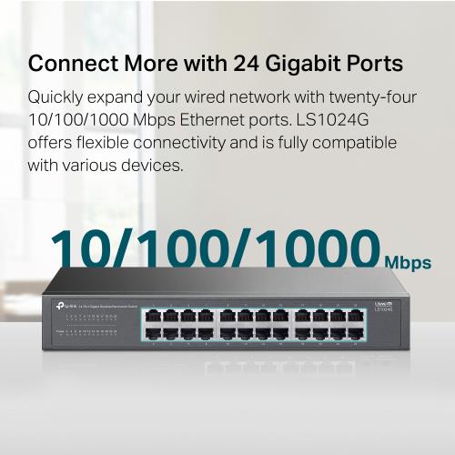 En ucuz TP-LINK LS1024G 24 Port 10/100/1000 Mbps Switch Çelik Kasa Rack Mount